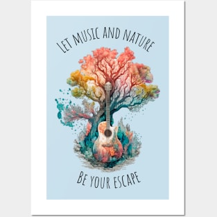 Acoustic Guitar Tree of Life |Gift for Guitar Player | Nature Guitarist | Motivational quotes Posters and Art